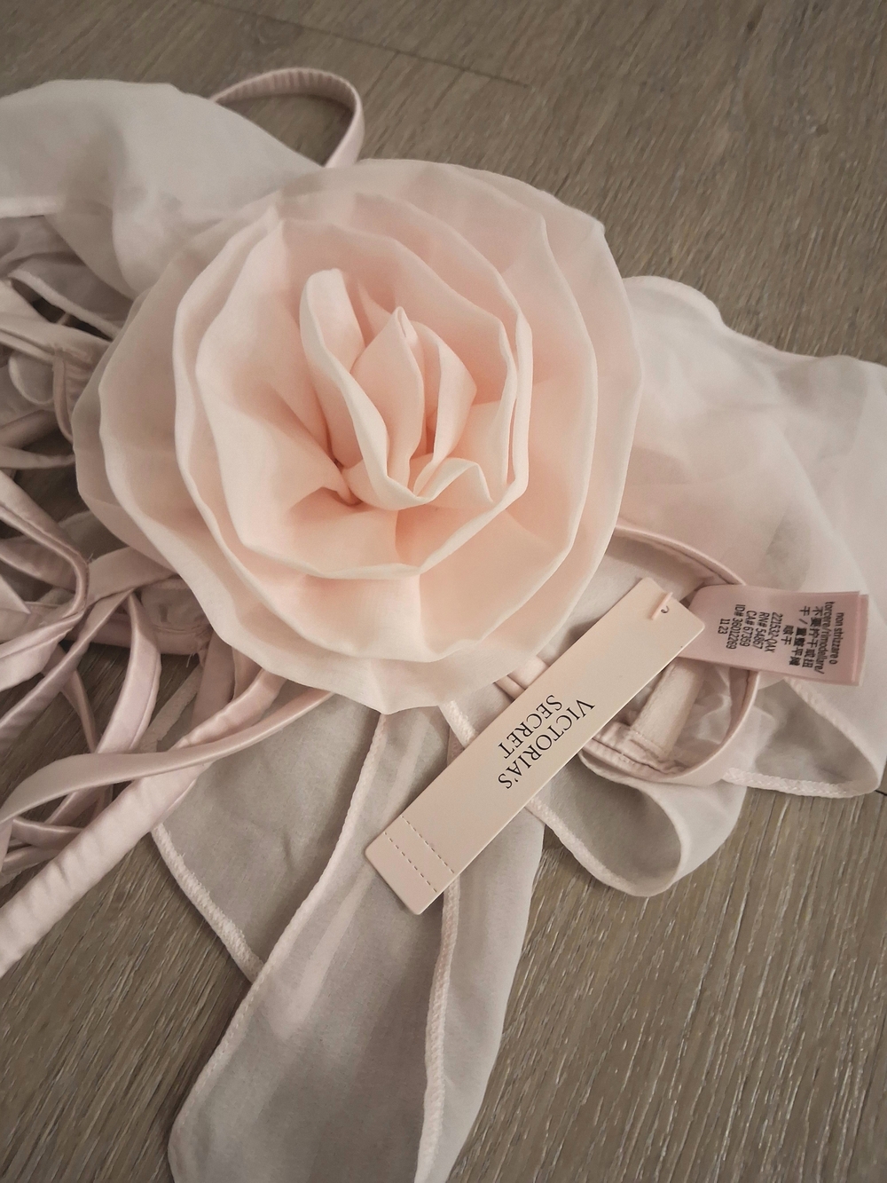 Victoria's Secret Pink Floral Chiffon Rosette Open-cup Crotchiess Teddy.